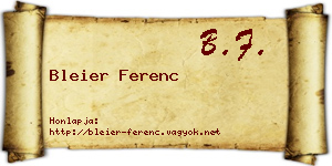 Bleier Ferenc névjegykártya